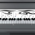 NoteMatch placed directly behind the black keys of a grand piano