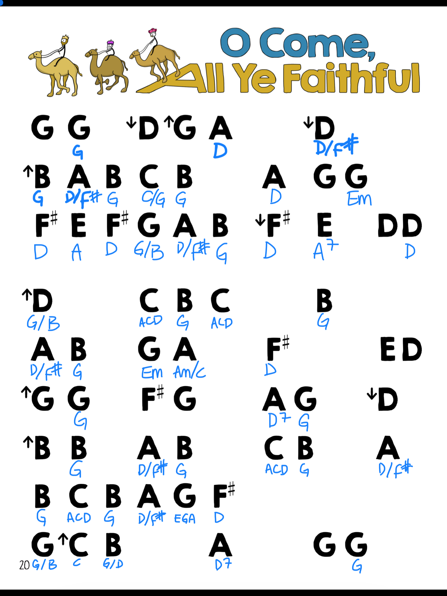 O Come All Ye Faithful Sample Piece with Chords 