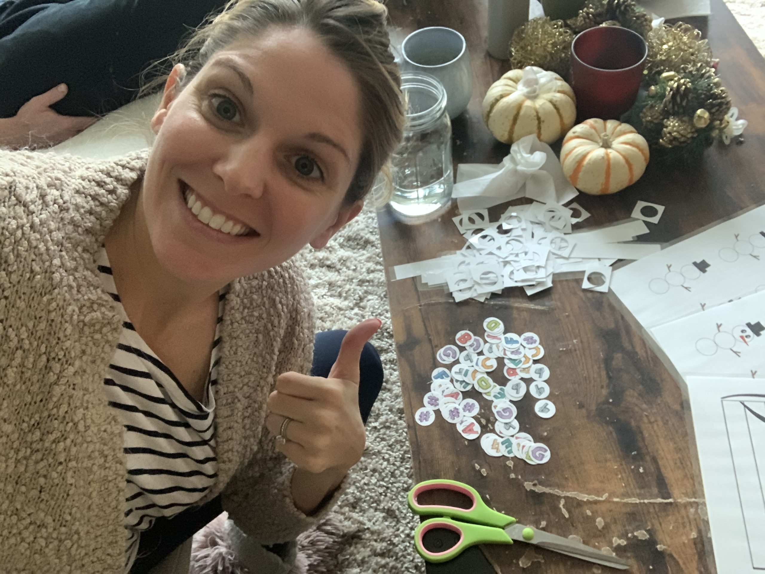 Tara making magnets to teach chords during piano lessons