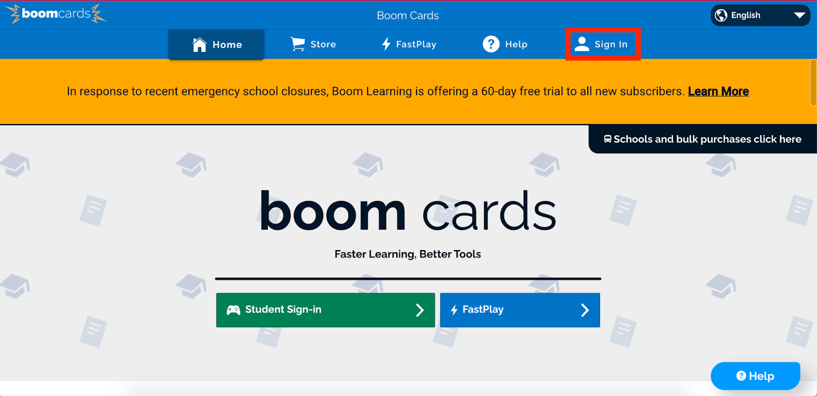 Boom Learning home page