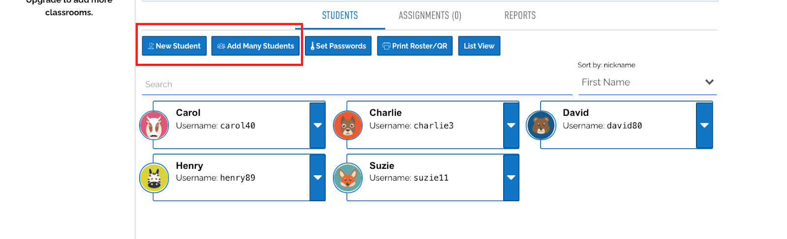 Adding in Students to Boom Learning Account