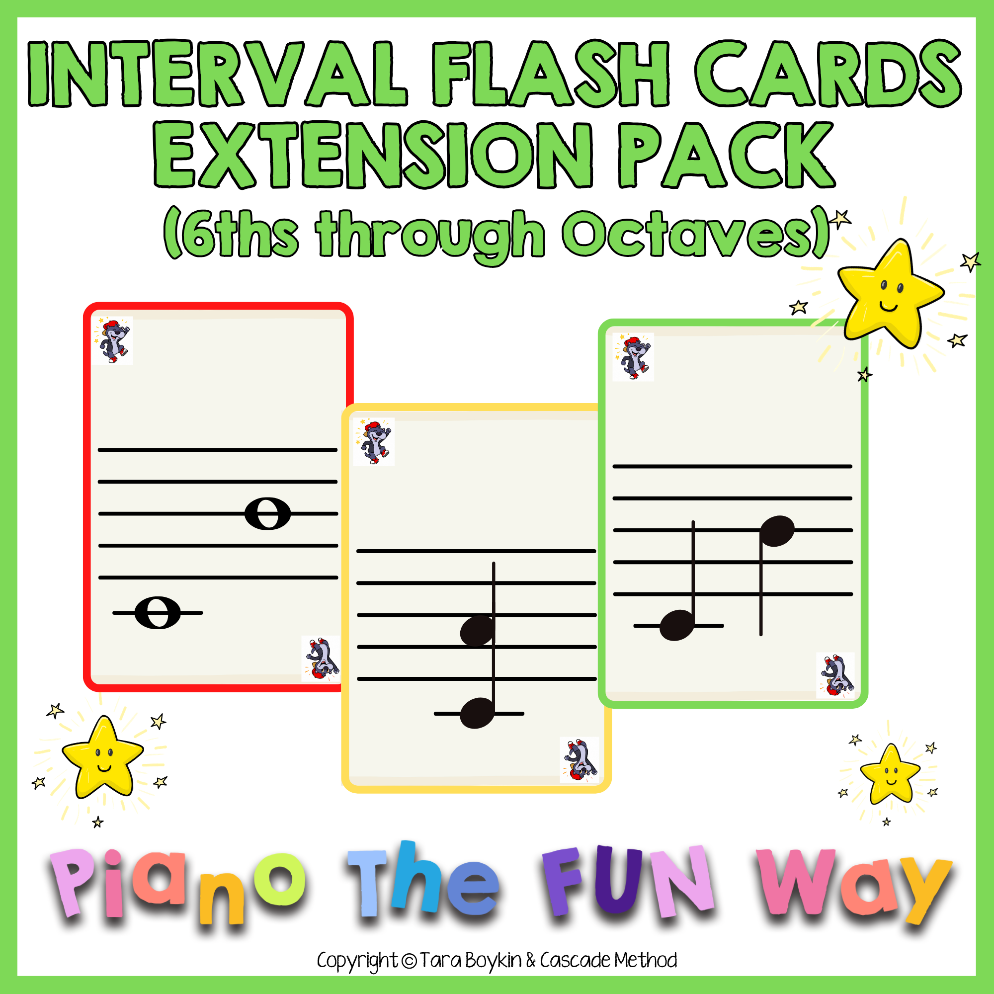 Interval Flash Cards Extension Pack (6ths through Octaves)